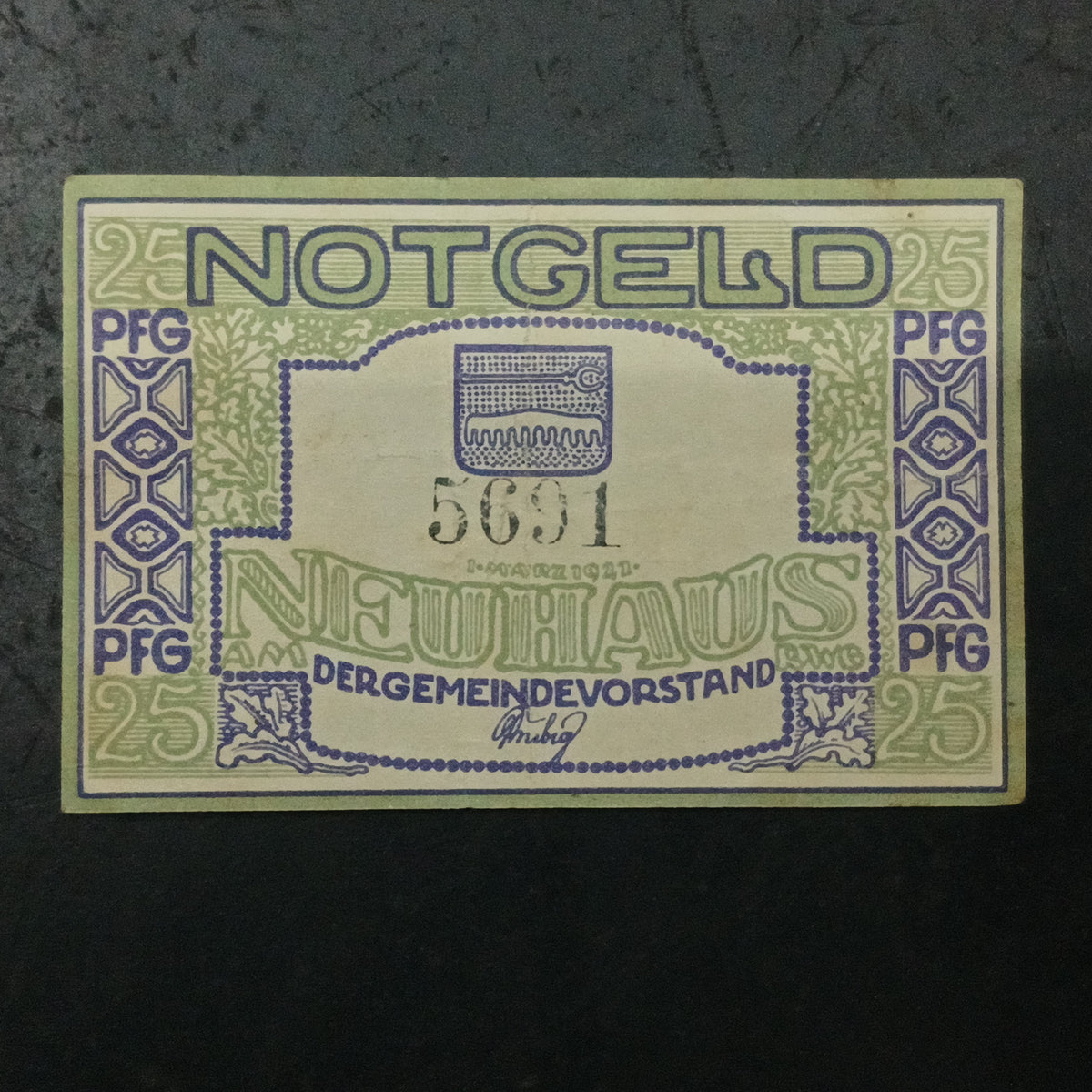 25 Pfennigs 1921 - Municipality of Neuhaus am Rennweg (Thuringia) (Federal state of Thuringia) (Ref: AUC2088)