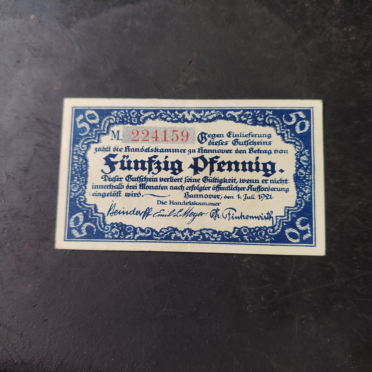 50 Pfennigs 1921 - City of Hanover (Prussian province of Hanover) - German Notgeld (Ref : AUC1973)