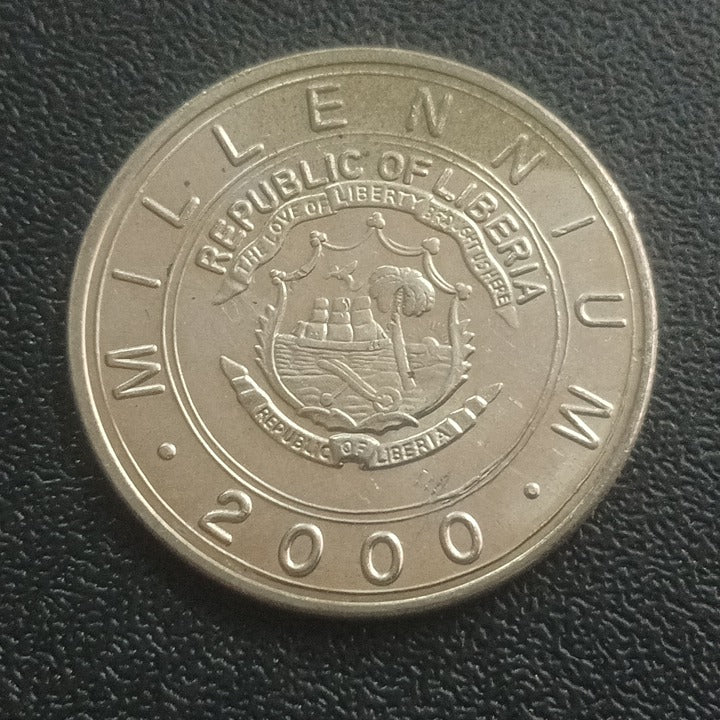 5 Dollars 2000 AUNC (Year of the Dragon : Type 1) - Liberia : Non Circulating Coin