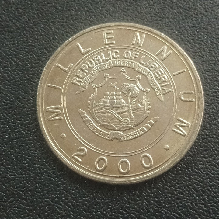 5 Dollars 2000 AUNC (Year of the Dog) - Liberia : Non Circulating Coin