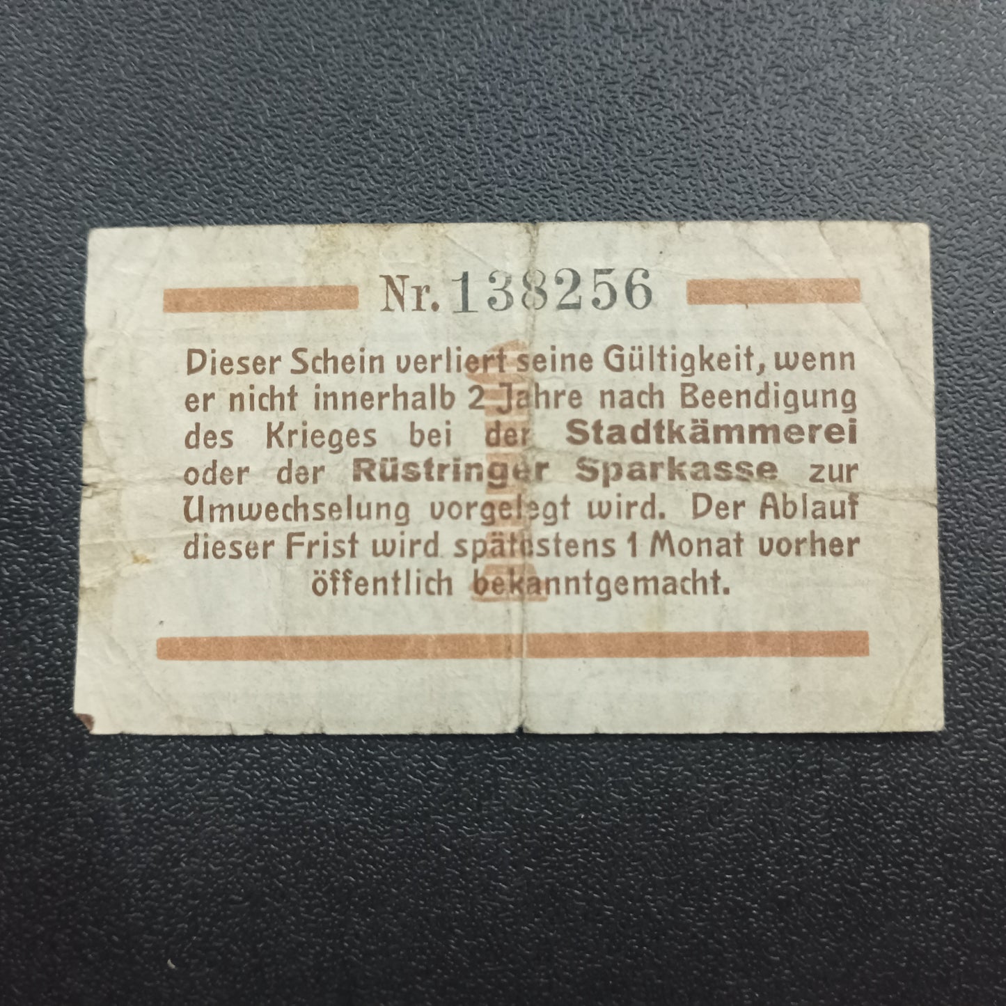 1 Pfennig 1917-City of Rüstringen (Federal state of Oldenburg) - German Notgeld (Ref : AUC0734)