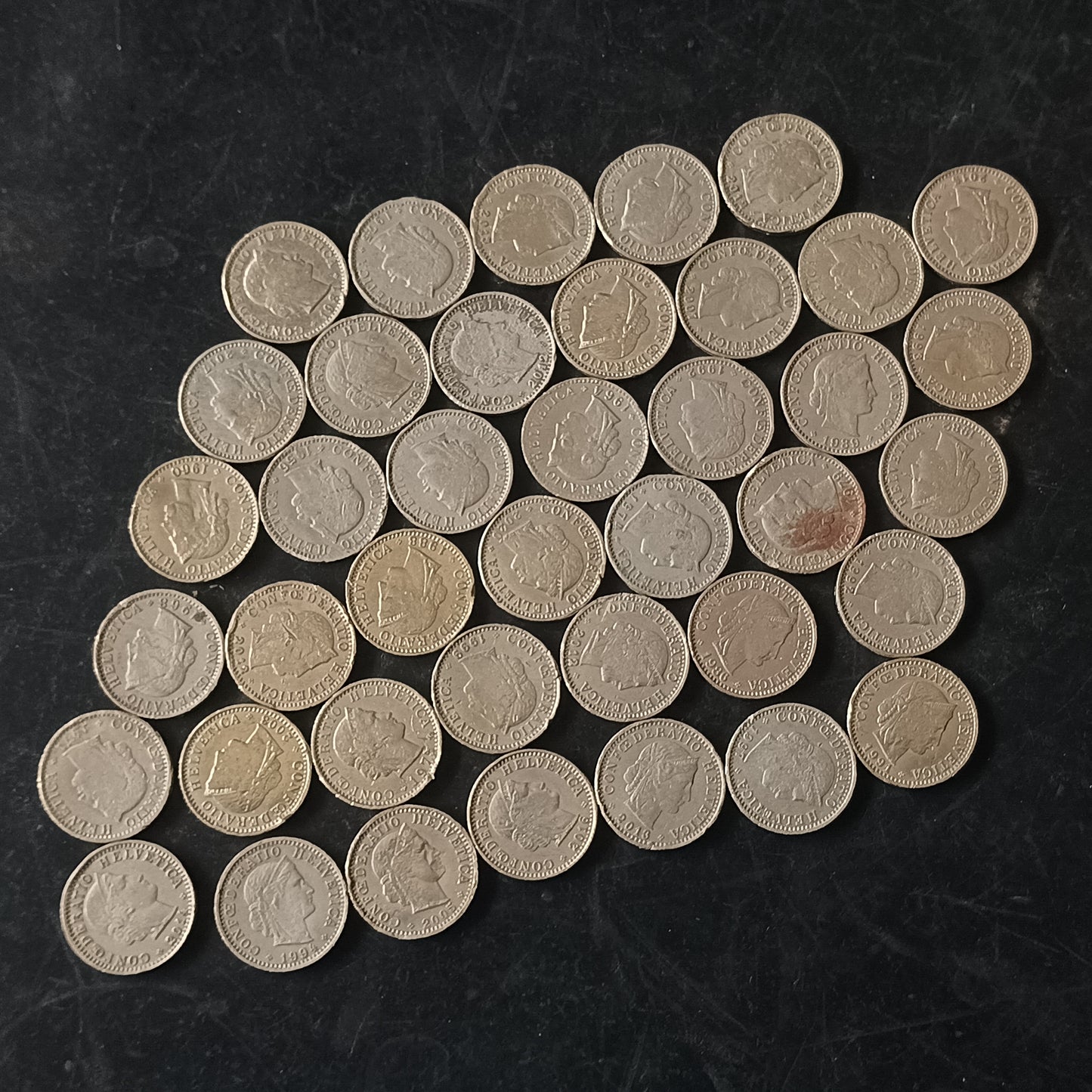 Lot of 40 Coins - 20 Rappen Mixed Years Switzerland (Ref : AUC1817)