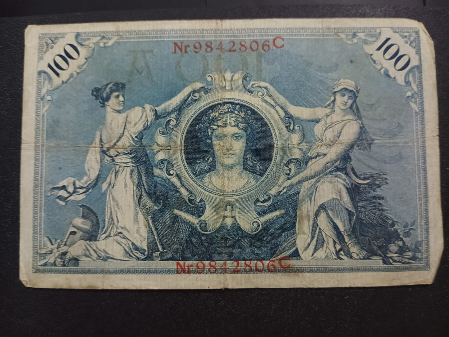 100 Mark 1910 Reichsbanknote; (red seals) - Germany (Ref : AUC0902)