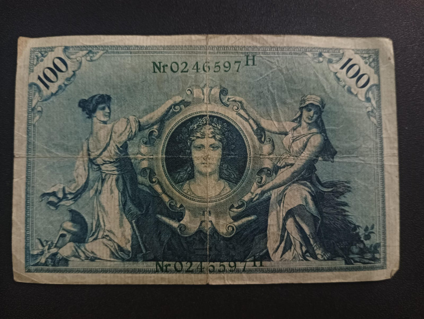 100 Mark 1908 Reichsbanknote; (green seal) - Germany (Ref : AUC0853)