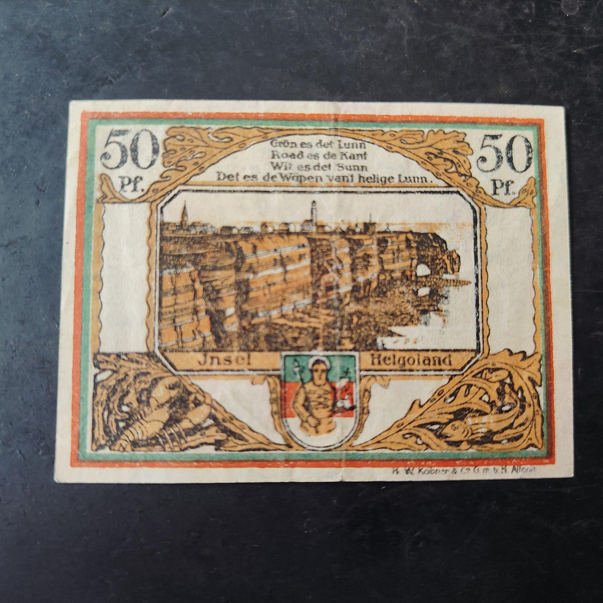 50 Pfennig 1919 Municipality of Helgoland (Prussian province of Schleswig-Holstein) (Ref : AUC1978)