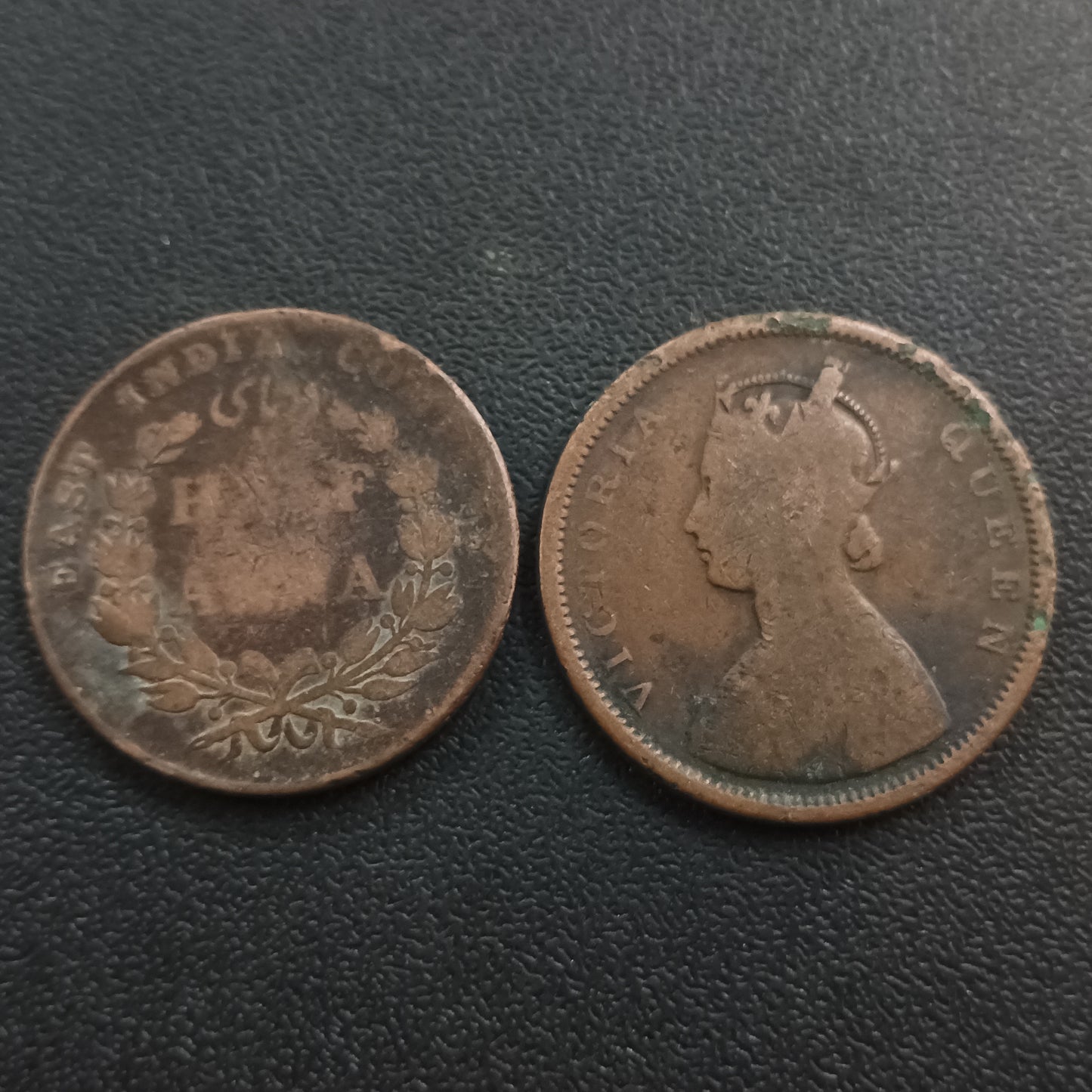 Lot of 2 Coins - 1/2 Anna 1835 EIC & 1/2 Anna 1862 Victoria (Ref: AUC0726)