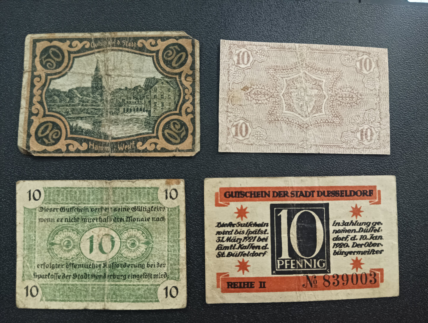 Lot of 4 German Notgeld (World War I Notes - Germany (Ref: AUC0725)