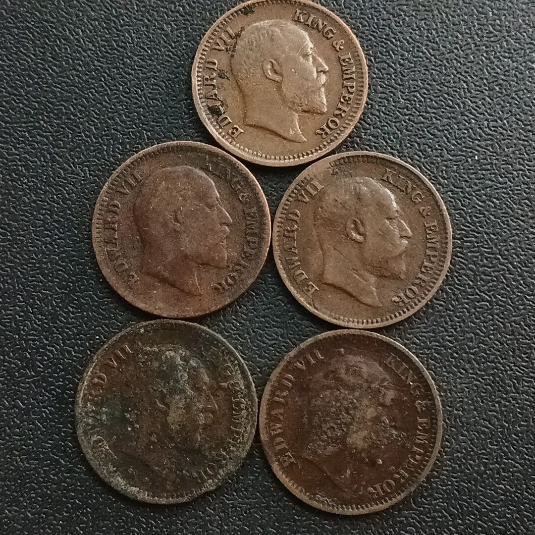 Lot of 5 Coins - 1/2 Pice Edward (1904/1906/1907/1908/1910) - (Ref : AUC0966)