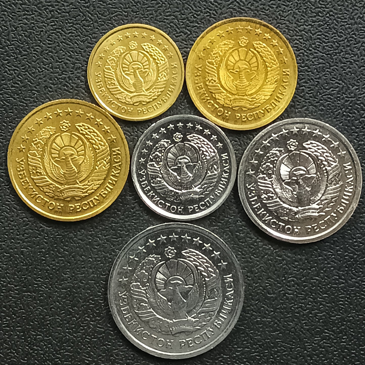 Set of 6 UNC Coins - Uzbekistan (1/3/5/10/20/50 Tiyin)