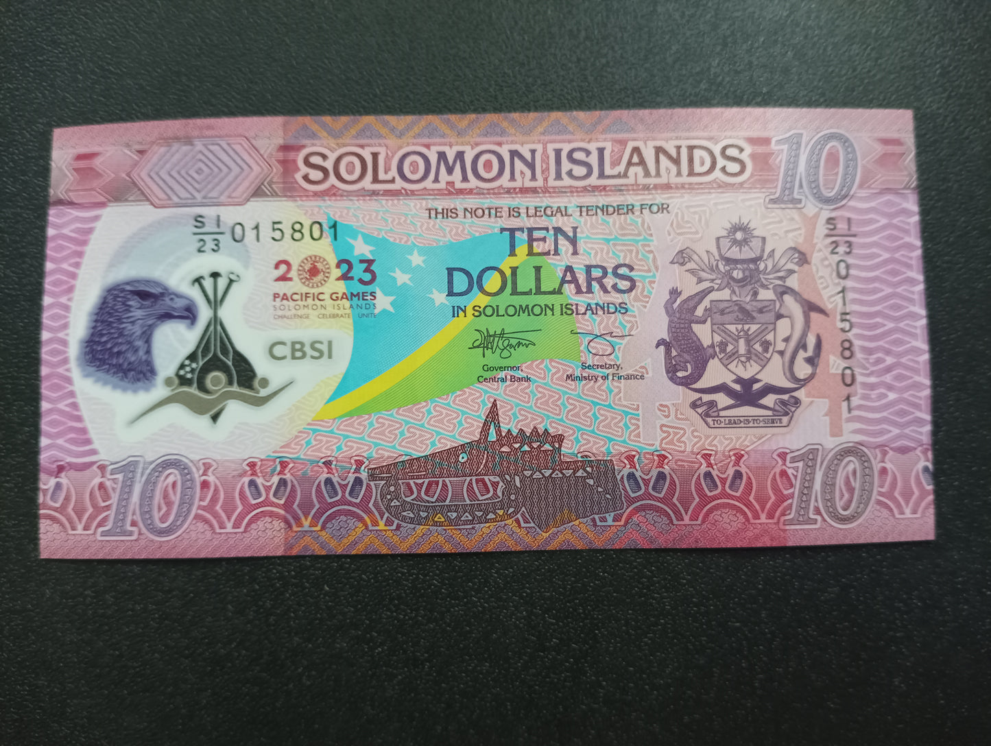 10 Dollars 2023 UNC Polymer (17th Pacific Games in Honiara) - Solomon Islands : Circulating Commemorative Note