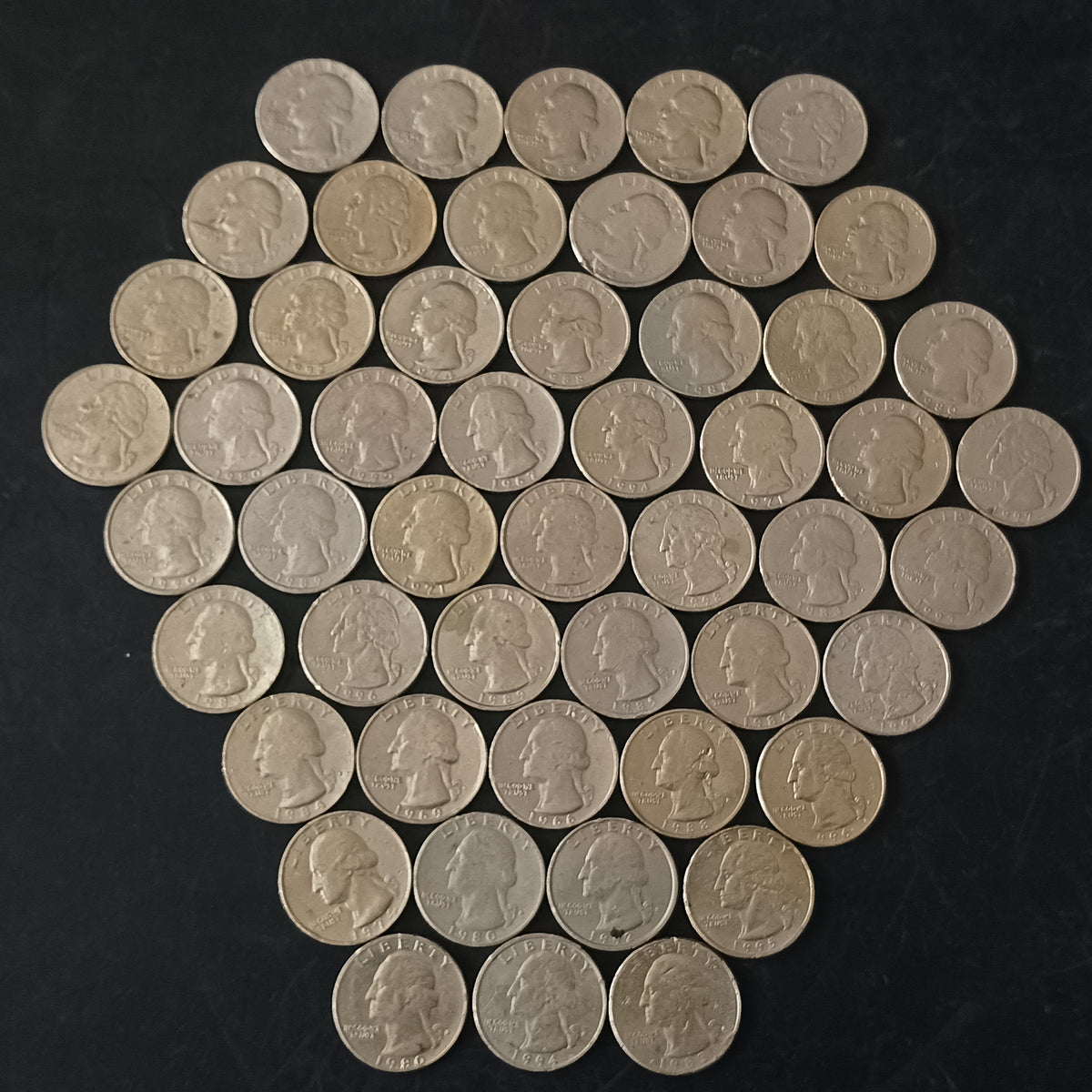 Lot of 51 Coins - 1/4 Dollar U.S.A. Mix Year (Ref: AUC1923)