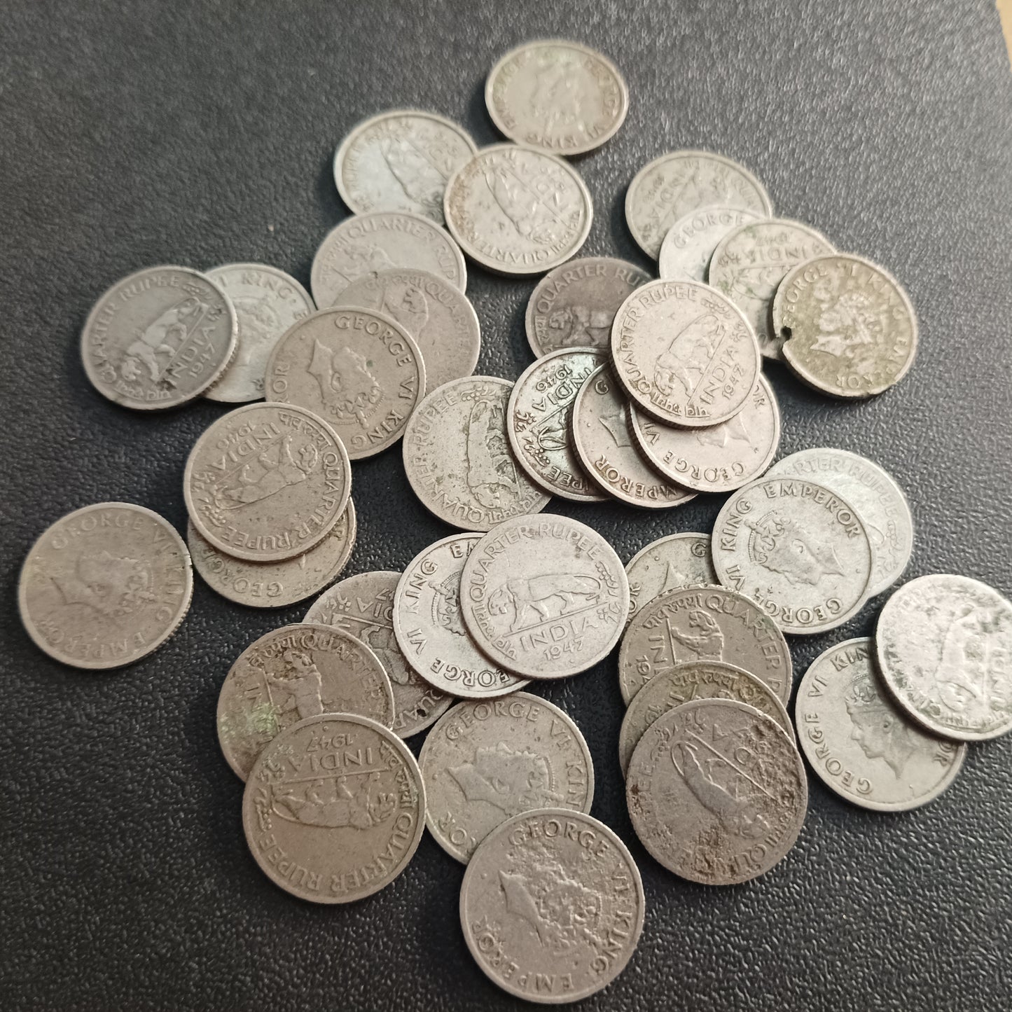Lot of 36 Coins - 1/4 Rupee Tiger - (Ref : AUc0974)