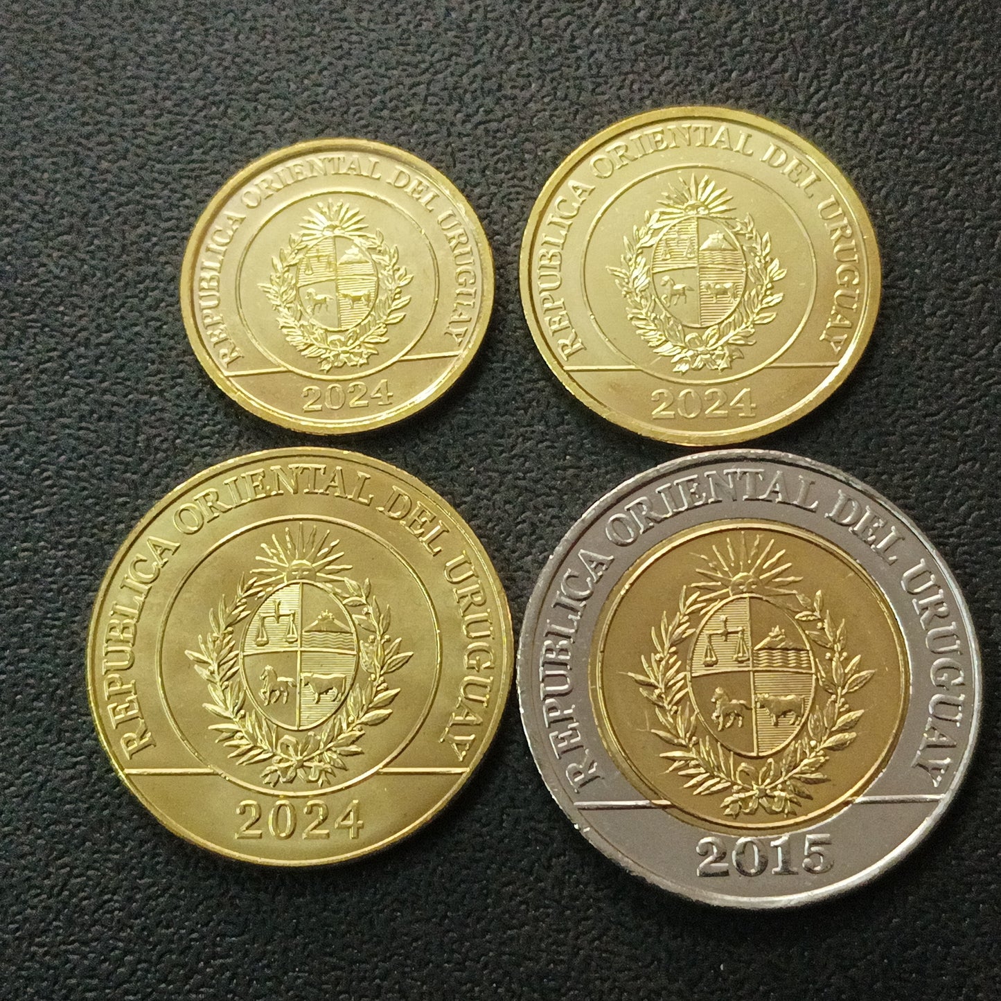 Set of 4 UNC Coins - Uruguay (1/2/5/10 Pesos)
