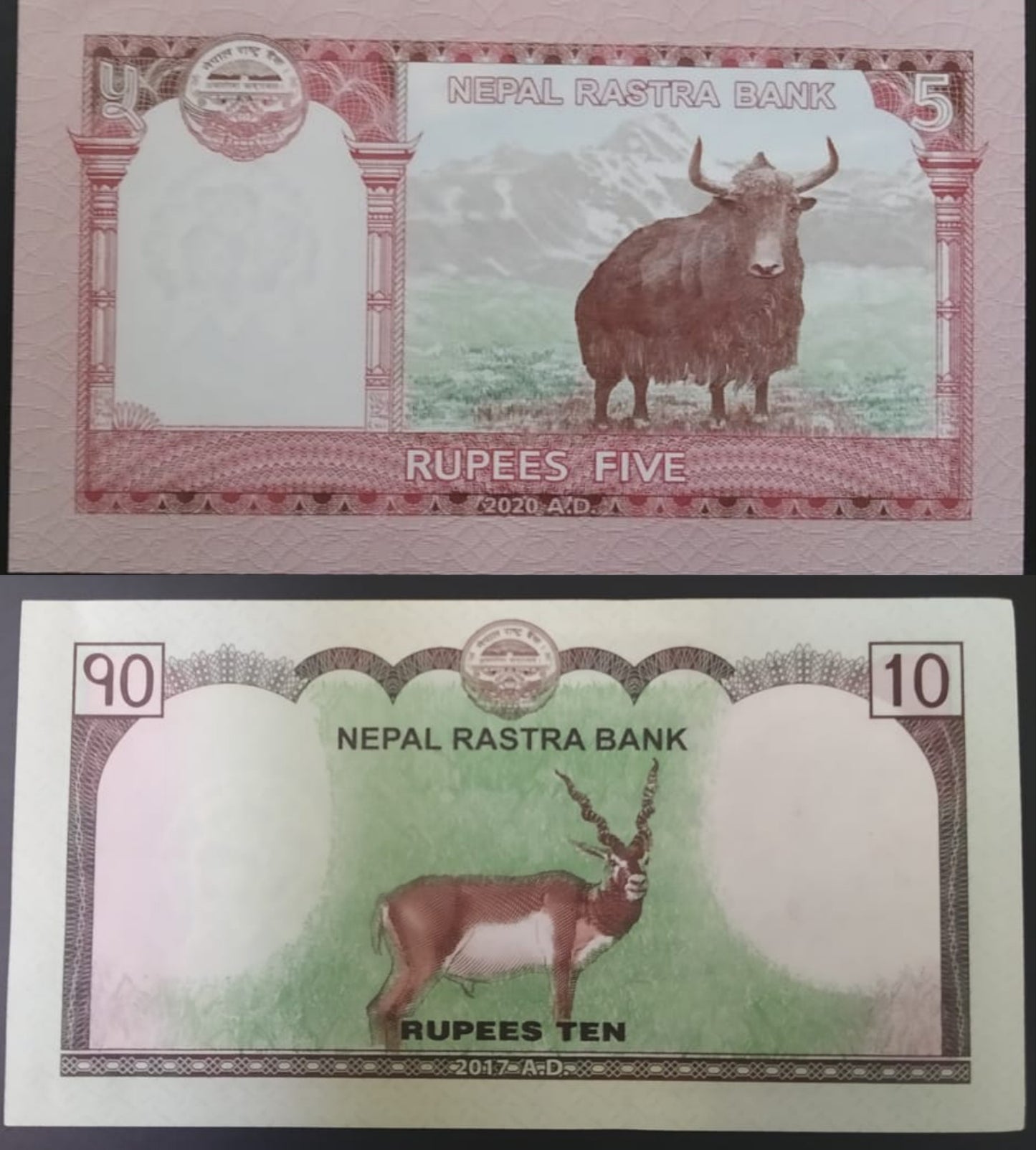 Nepal - Set of 2 UNC Notes (5/10 Rupees)