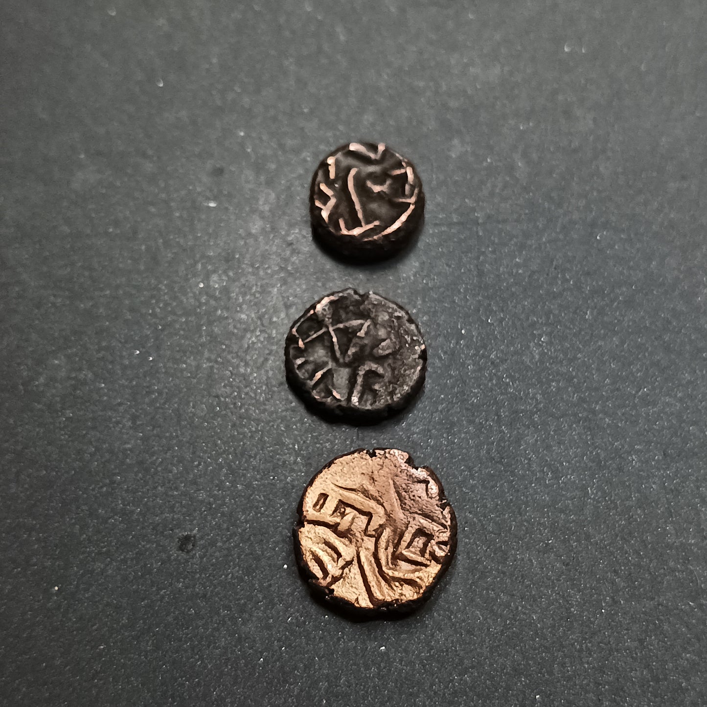 Set of 3 Coins - 1/4 Kakini , 1/2 Kakini , 1 Kakini - (200Ad- 340AD) Naga Dynasty of Narwar - (Ref : AUC1324)
