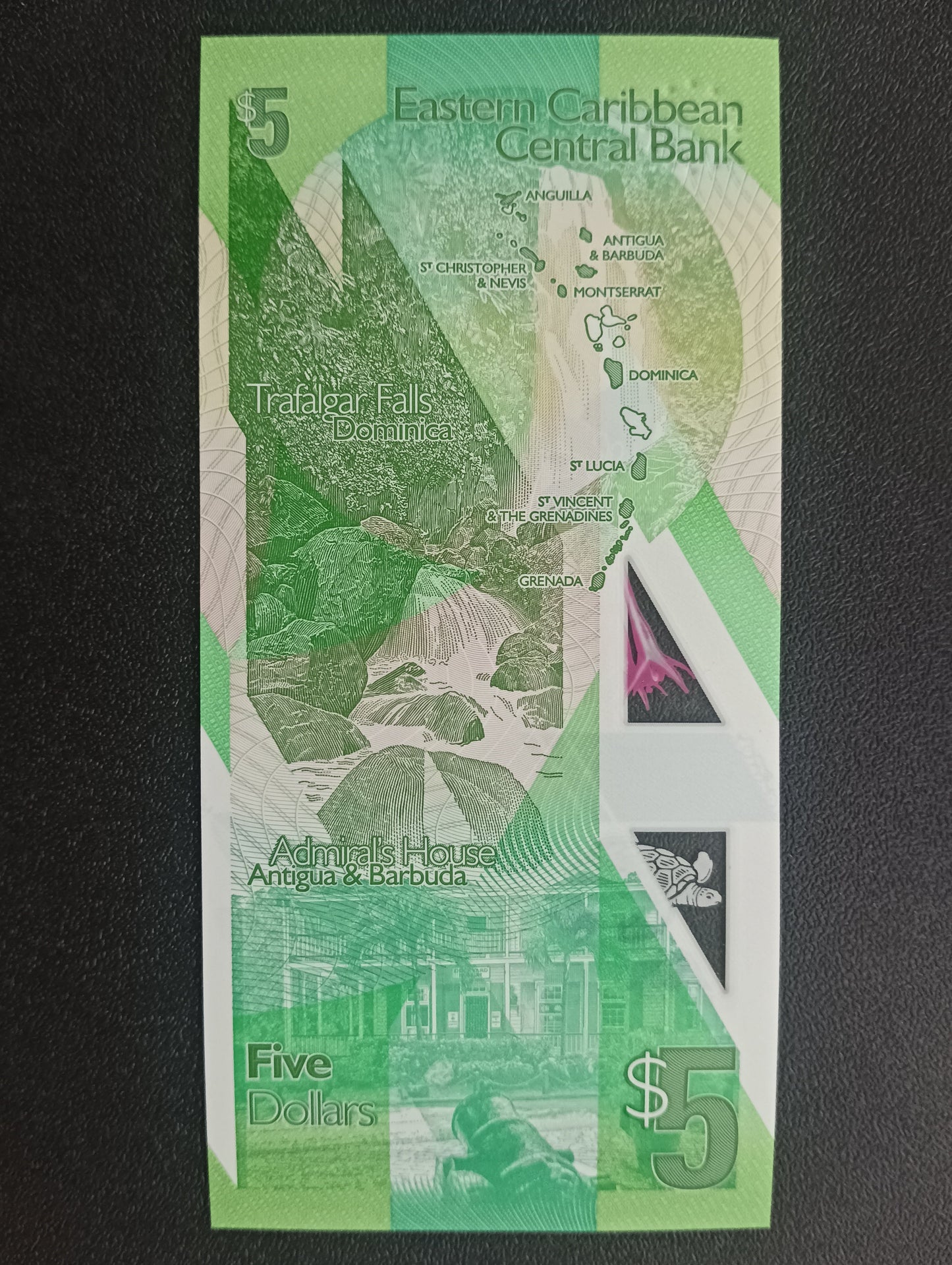 5 Dollars 2021 UNC Polymer Note - East Caribbean States