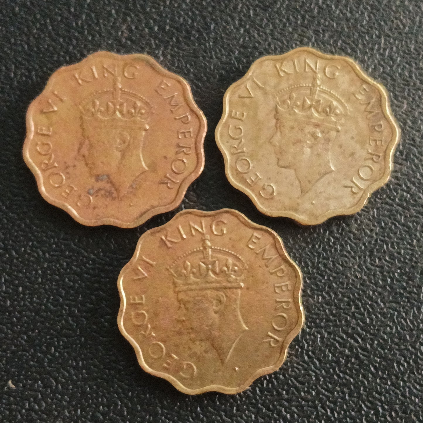 1 Anna George VI - Set of 3 Nickel brass Coins