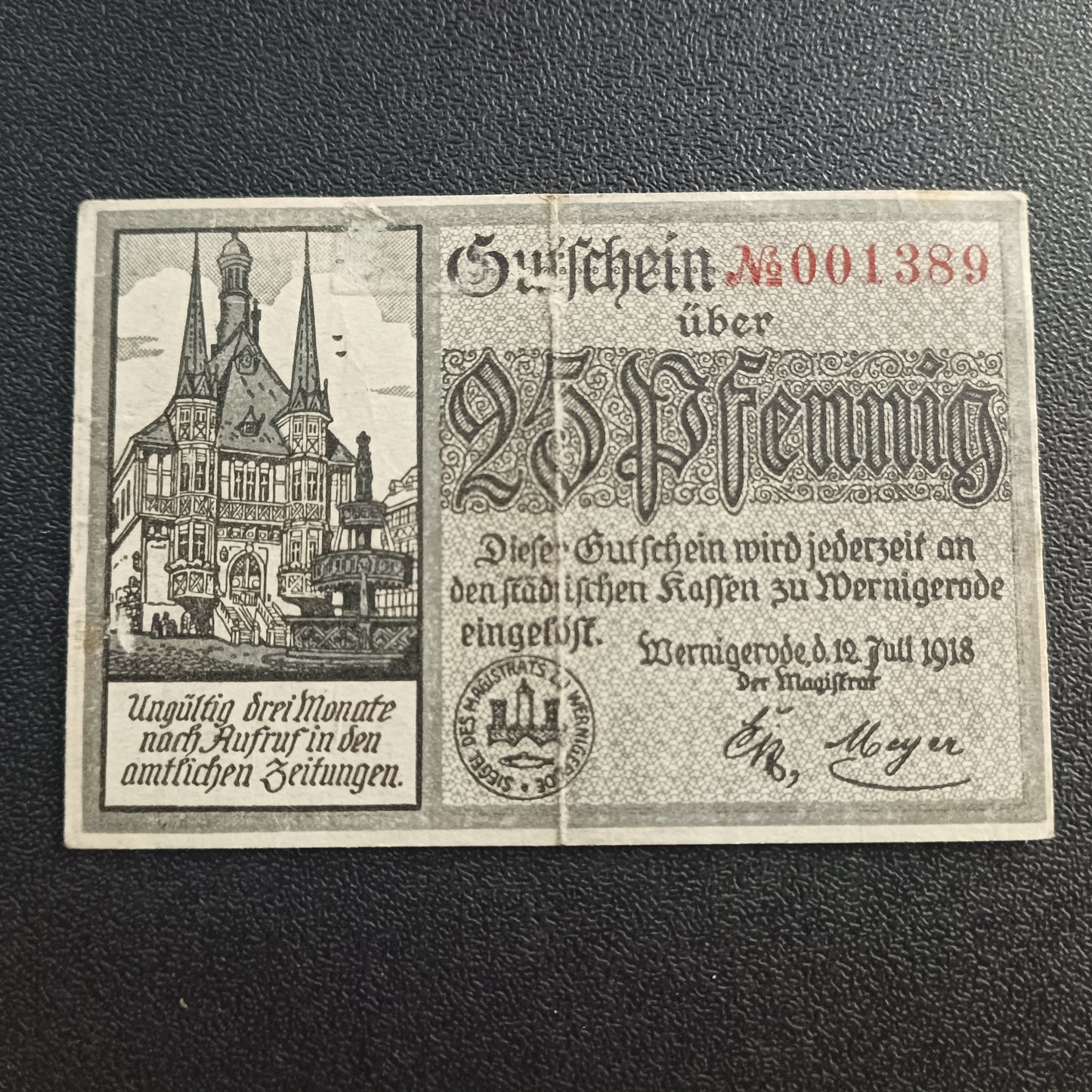 25 Pfennigs 1918 -City of Wernigerode (Prussian province of Saxony) -German Notgeld (Ref: AUC0729)