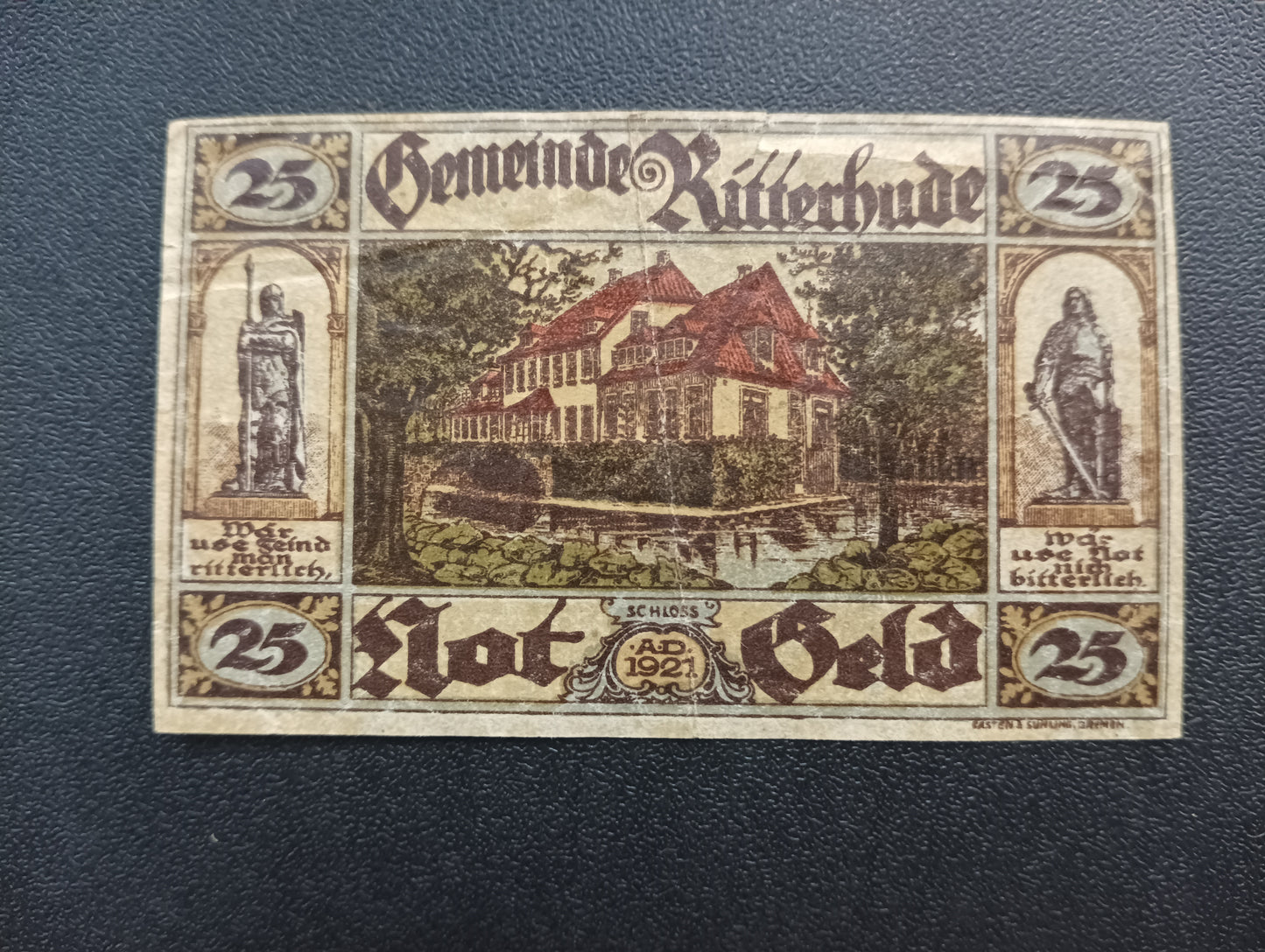 25 Pfennig 1921 - Municipality of Ritterhude (Prussian province of Hanover) - German Notgeld (Ref : AUC0641)
