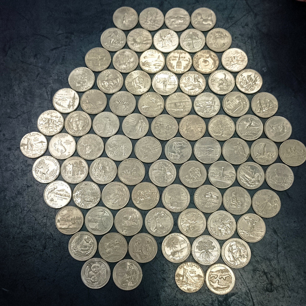 Lot of 84 Coins - All Different 1/4 Dollar Commemorative XF Grades - U.S.A - (Ref: AUC1946)