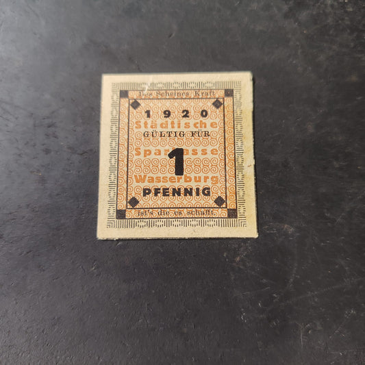 1 Pfennig 1920 - City of Wasserburg am Inn (Federal State Of Bavaria ) - German Notgeld (Ref : AUC1971)