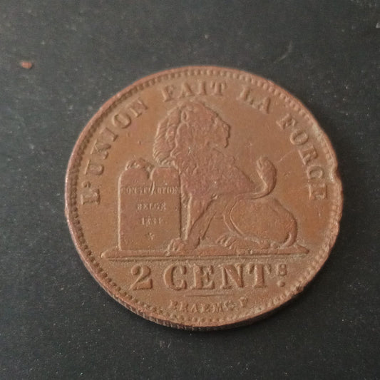 2 Centimes 1912 - Albert I French text - Belgium (Ref: AUC1908)
