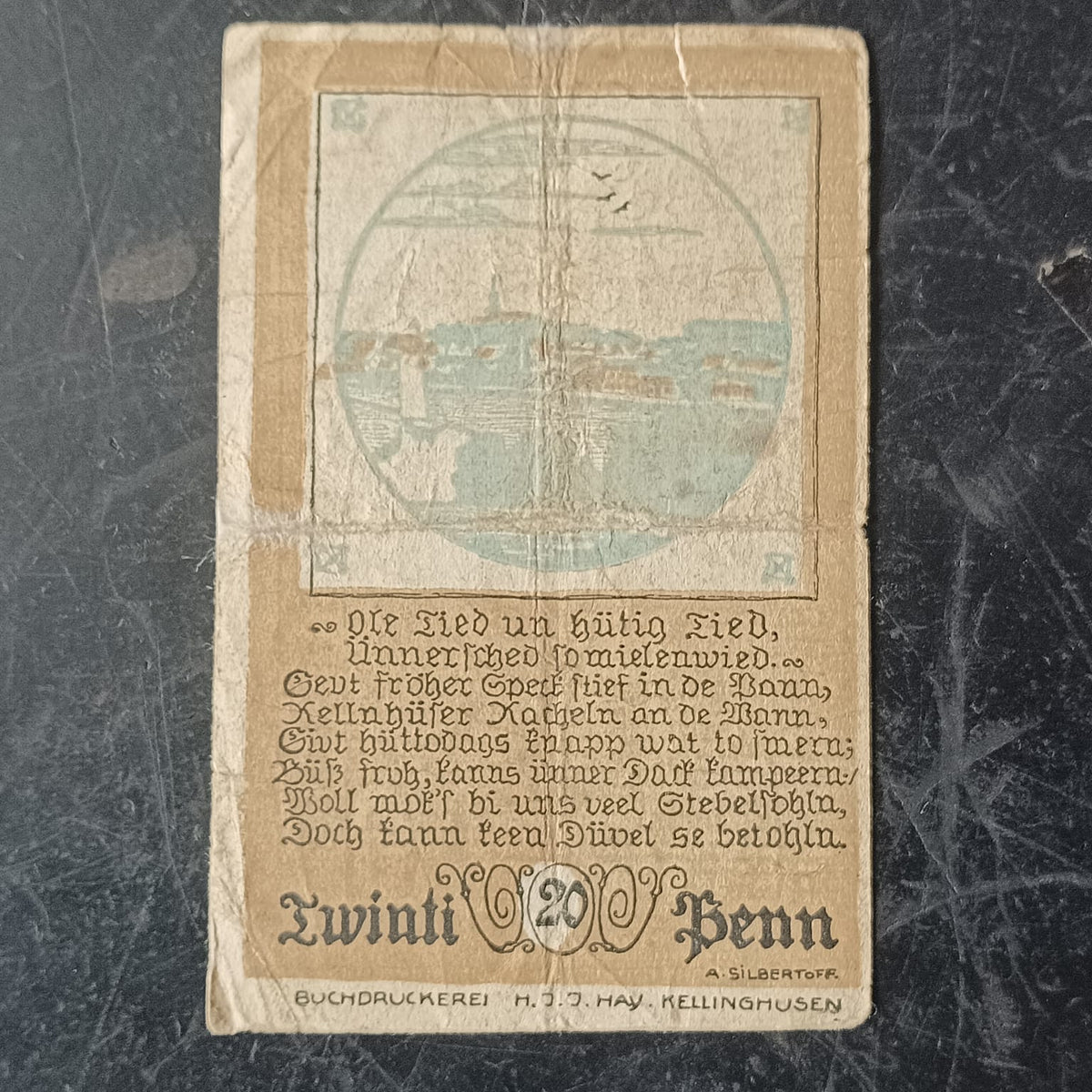 20 Pfennig 1920 - City of Kellinghusen (Prussian province of Schleswig-Holstein) - German Notgeld (Ref: AUC1953)