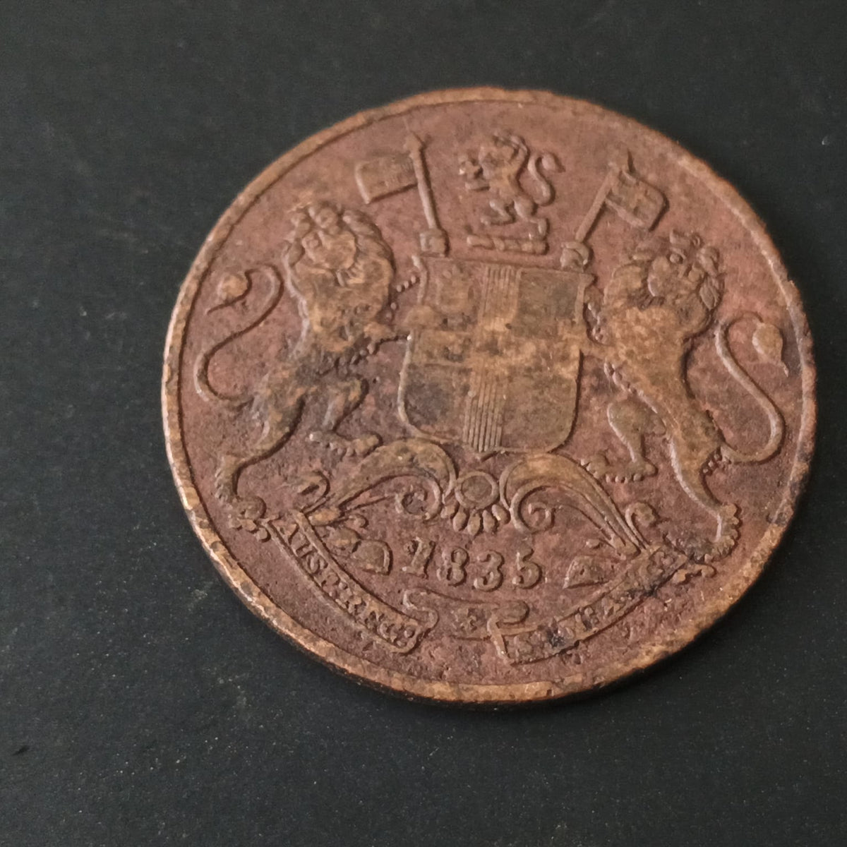 1/4 Anna 1835 VF+ Scarce - East India Company (Ref: AUC2056)