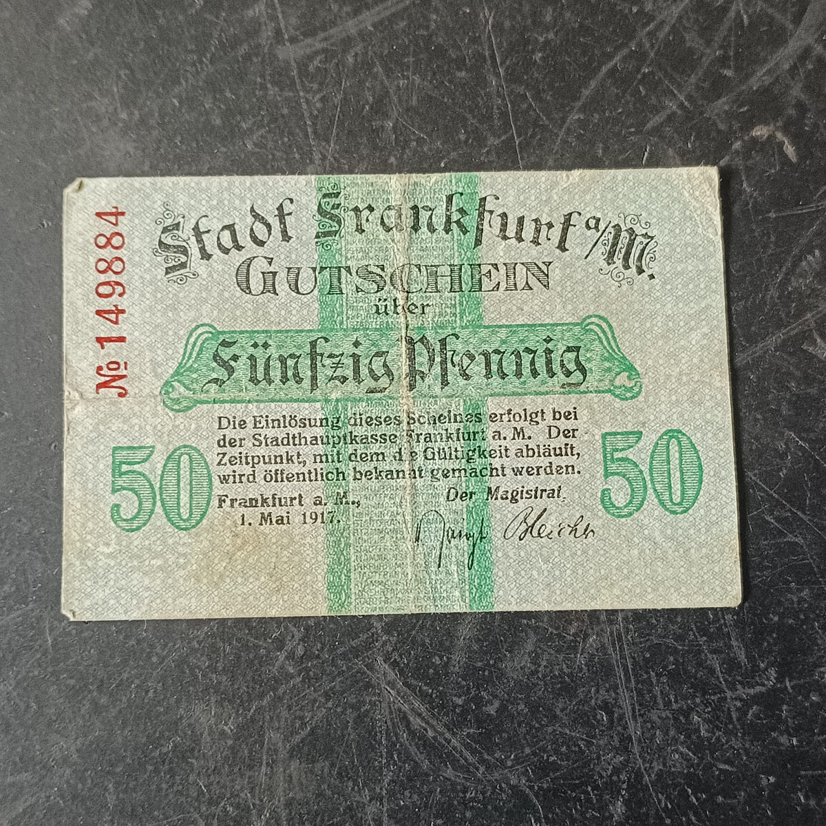 50 Pfennigs 1917 - City of Frankfurt am Main (Prussian province of Hesse-Nassau) -  German Notgeld (Ref : AUC1955)