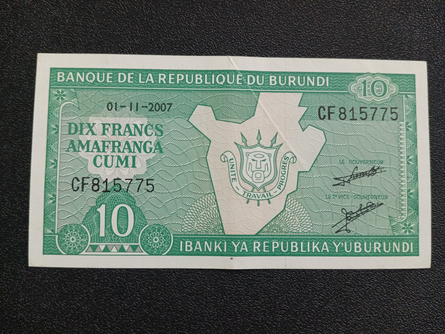 10 Francs 2007 UNC - Burundi