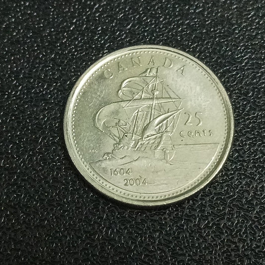 25 Cents 2004 (Saint Croix Island)  - Canada : 400th Anniversary of 1st French Settlement