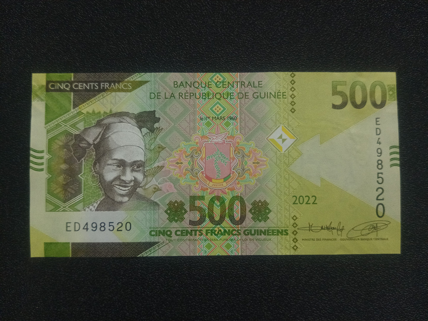 500 Francs 2022 UNC - Guinea