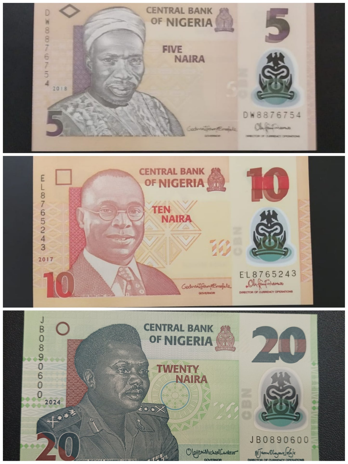 Nigeria - Set of 3 UNC Polymer Note