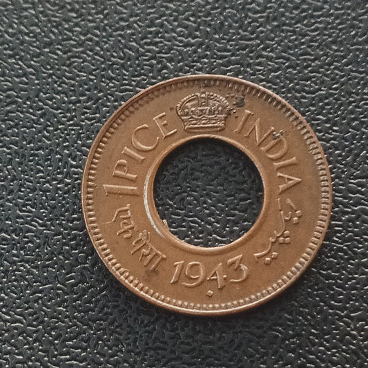 1 Pice 1943 Round Crown Scarce (Ref : 021018)