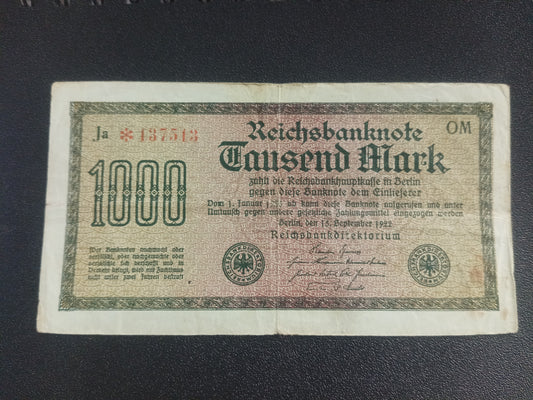 1000 Mark 1922 (Reichsbanknote) - Germany (Ref : 071016N)