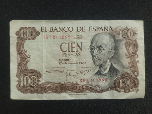 100 Pesetas 1970 - Spain (Ref : 071020N)