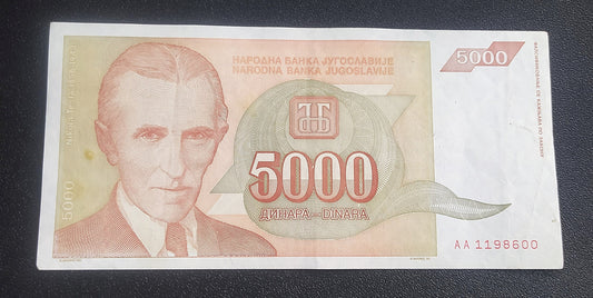 5000 Dinara 1993 - Yugoslavia (XF)