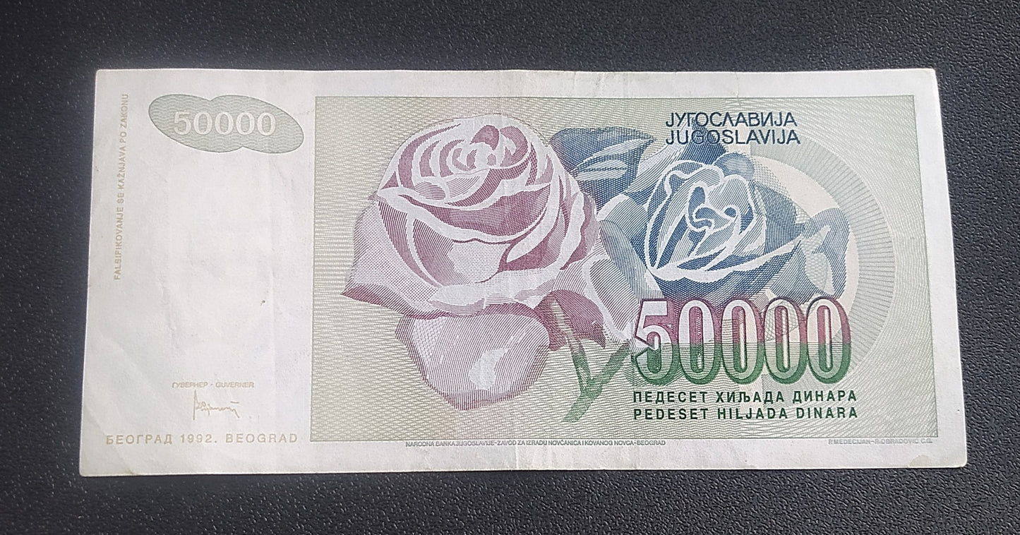 50000 Dinara 1992 - Yugoslavia