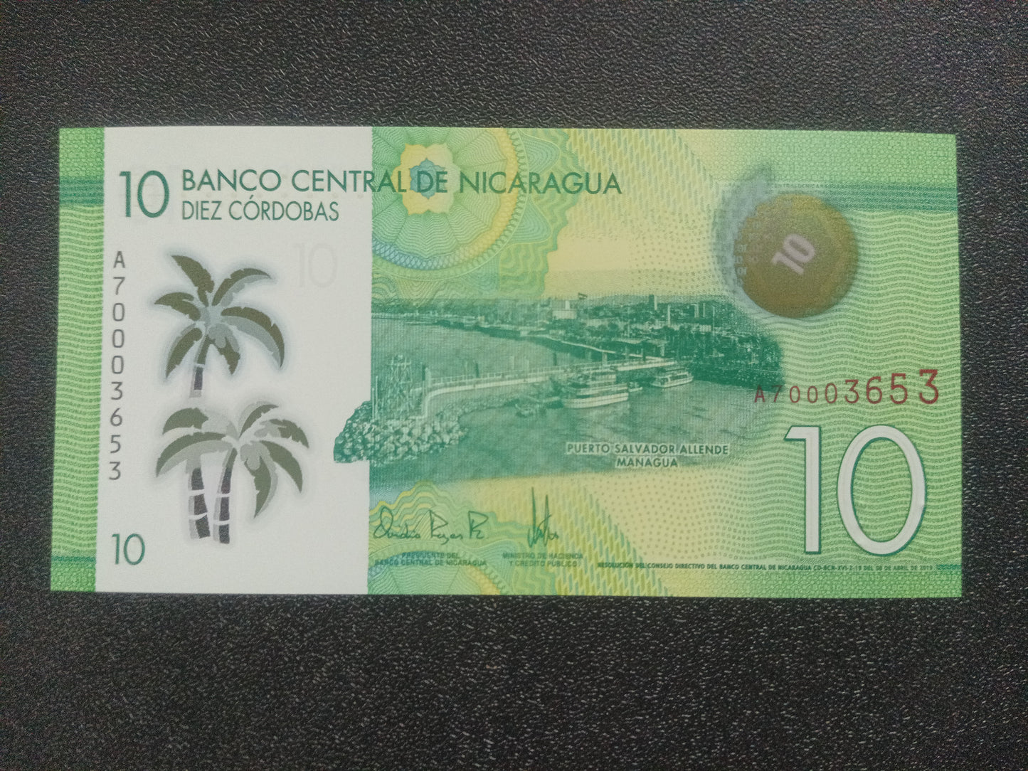 10 Cordobas 2019 UNC Polymer Note - Nicaragua