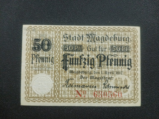 50 Pfennig 1917 - City of Magdeburg - German Notgeld (Ref : 141207N)