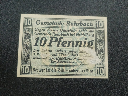 10 Pfennig 1917 - Municipality of Rohrbach German Notgeld (Ref : 141206N)