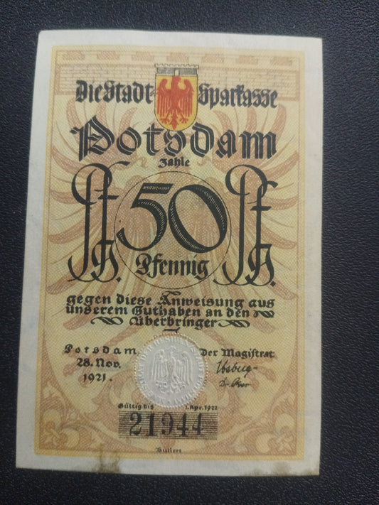 50 Pfennig 1921 - City of Potsdam - German Notgeld ( Ref : 141202N)