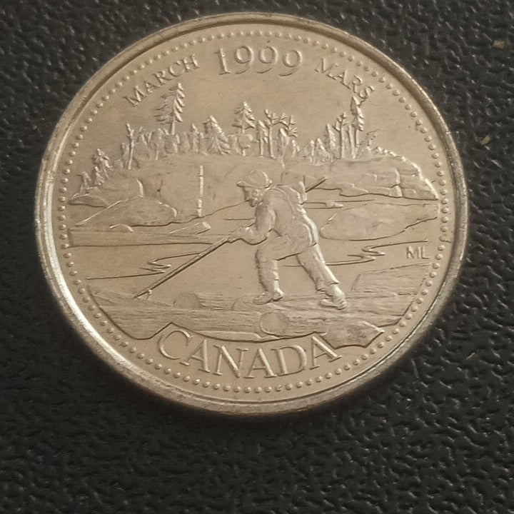 25 Cents 1999 ( March : The History of Canada through Second Millenium) - Canada - Circulating Commemorative Coin