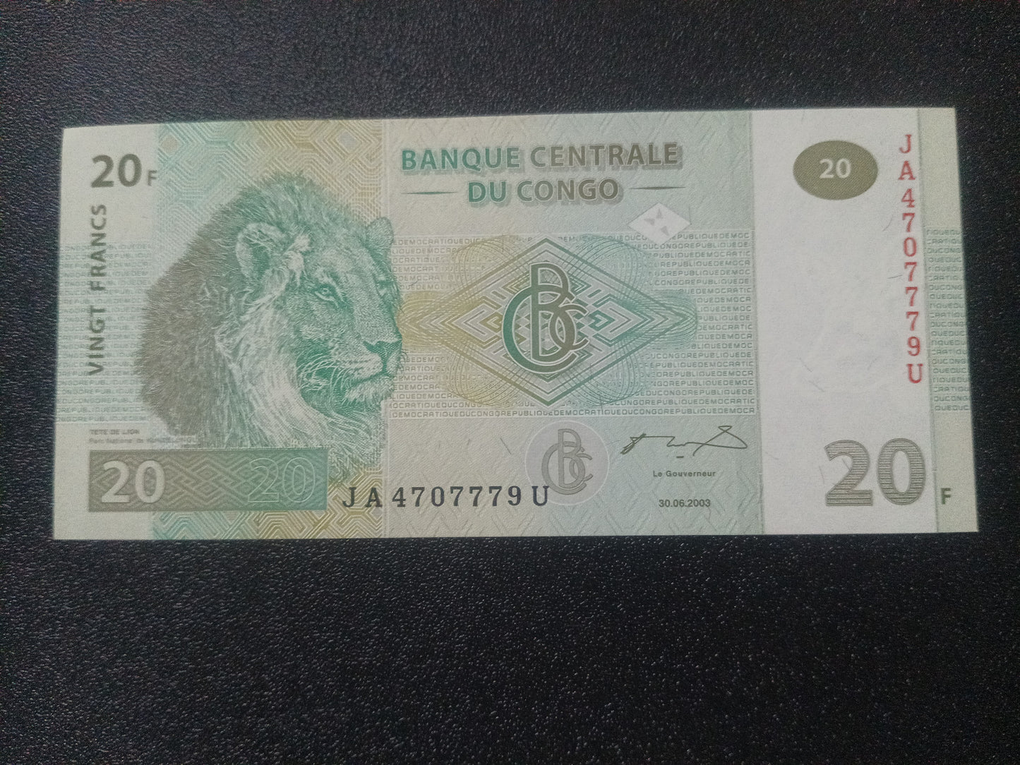 20 Francs 2003 UNC - Congo