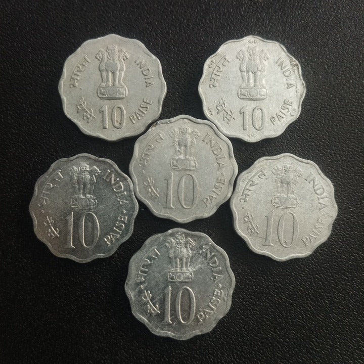 Set of 6 Aluminum 10 Paise Commemorative Coins (VF+ to XF+)