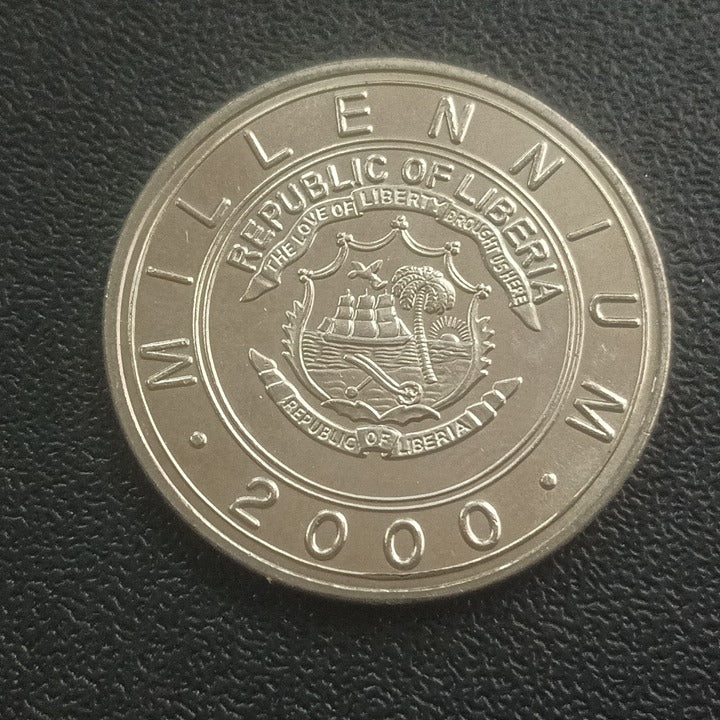 5 Dollars 2000 AUNC (Year of the Monkey) - Liberia : Non Circulating Coin