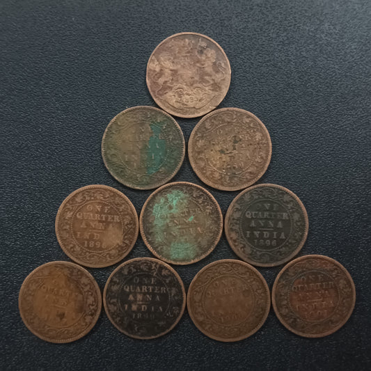 Set of 10 Different years 1/4 Anna (EIC + Victoria) - (Ref : AUC0577)