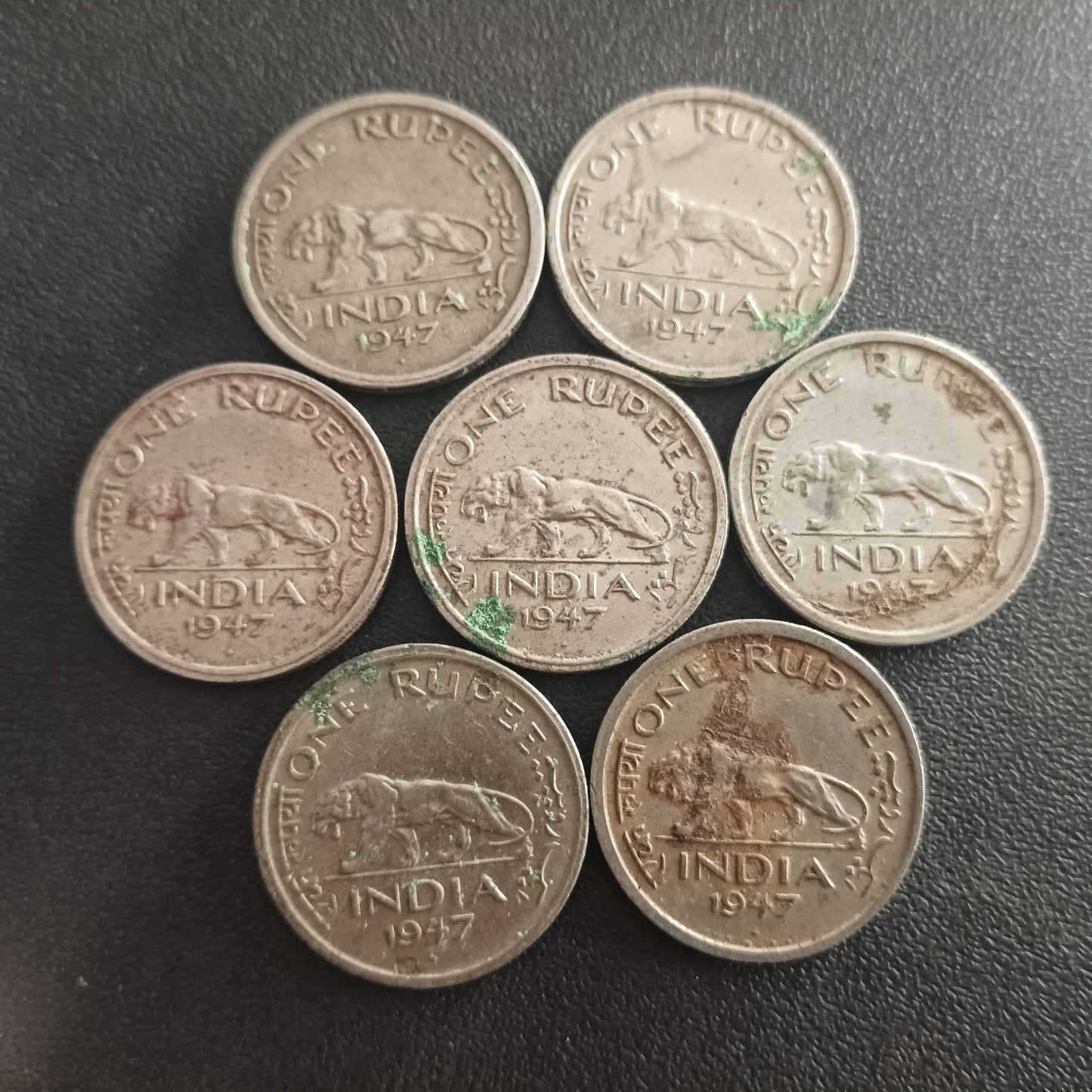 Lot of 7 Coins - 1 Rupee 1947 Bombay (Tiger Rupee) - (Ref : AUC0702)