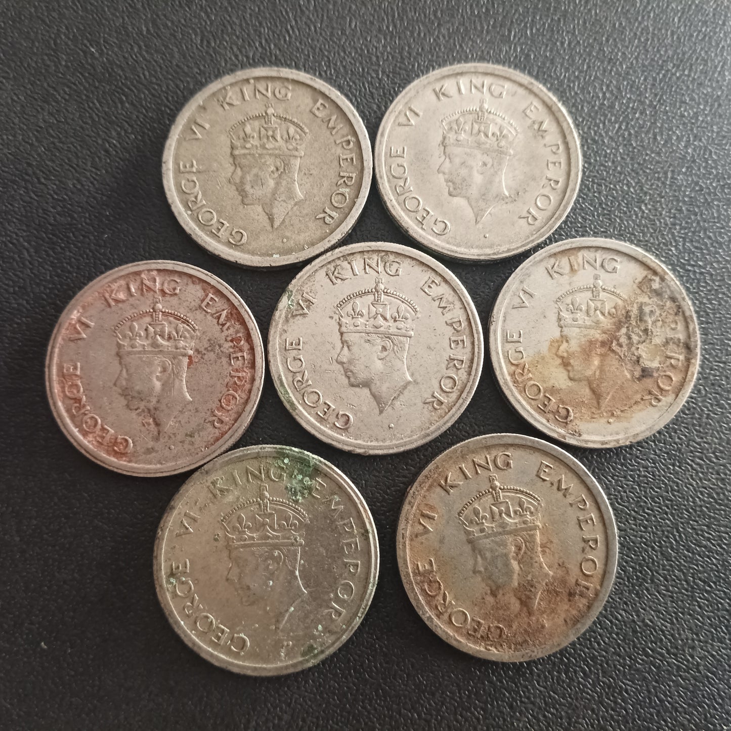 Lot of 7 Coins - 1 Rupee 1947 Bombay (Tiger Rupee) - (Ref : AUC0702)