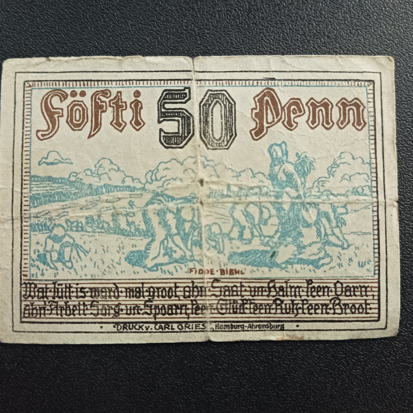 50 Pfennigs 1920 	District of Stormarn (Prussian province of Schleswig-Holstein) - German Notgeld (Ref : AUC0733)